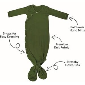 Baby Noah Newborn 3 Months 100% Modal Knotted Gown Hat Bow‎ Set Olive Green